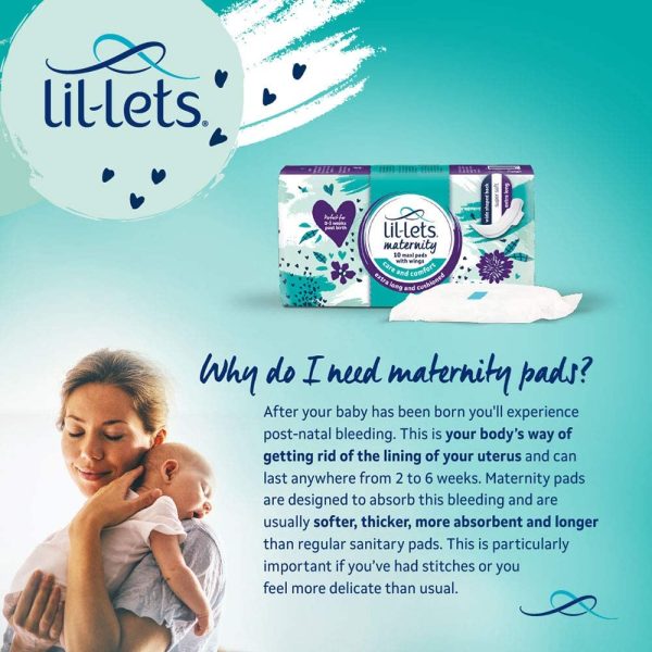 Lil-Lets Maternity Pads | 30 X Extra Long Maxi Thick Pads with Wings | 3 Packs of 10 Pads1 Units - Image 2