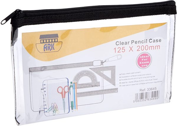 Ark Pencil Case PVC Coloured Zip 200x125mm Clear Assorted Ref : 33645