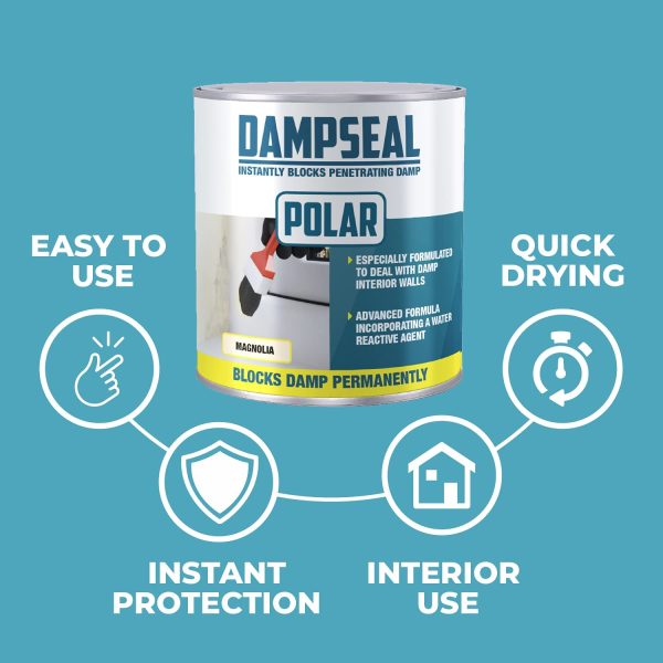 Polar Damp Seal Black Anti Damp Paint 1 Litre, Damp Proof Paint Stain Blocker Seals in One Coat for Brick, Concrete, Cement and Plaster Walls, Damp Seal Matt Finish - Image 2