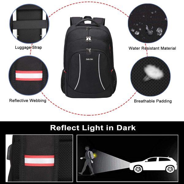 Laptop Backpack Mens Womens Lightweight School Backpack Travel Backpack with Large Space Water Resistant Business Backpack 15.6 Inch Laptop Bag for Dailyuse, Work, and Travel - Black - Image 3