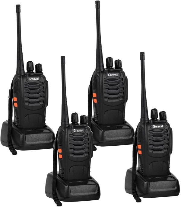 Greaval Walkie Talkie Rechargeable 4 Pack Long Distance 2 Two Way Radio for Adults and Kids 16 Channel with Earpieces Headphones LED Flashlight - Image 6