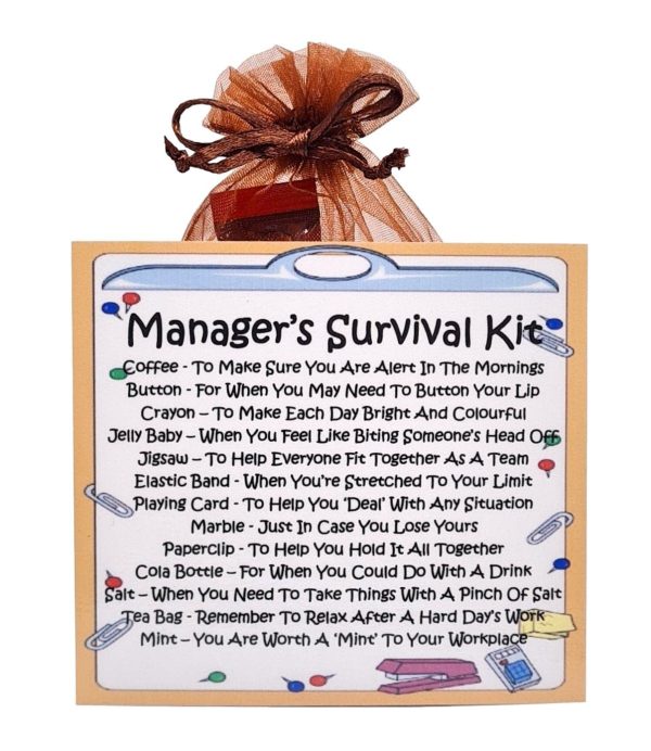 Manager's Survival Kit - Fun Novelty Gift & Greetings Card Alternative / Birthday Present / Thank You / Manager Gift