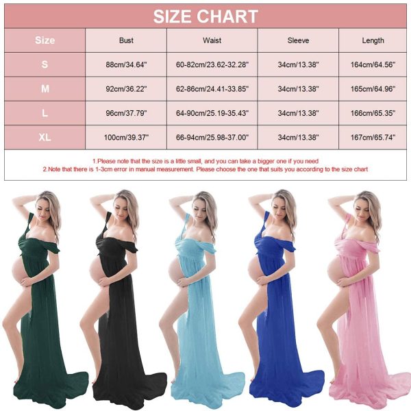 FEOYA Maxi Maternity Dress Chiffon Lace Strapless Gown Split Front for Pregnant Women Photography Full Length - Image 2