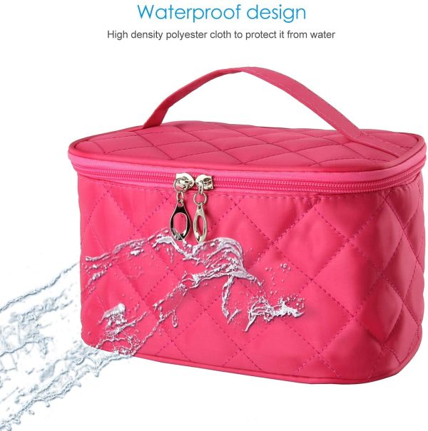 Makeup Bag M MUNCASO Travel Cosmetic Bags Waterproof Toiletry Bag Perfectly Rrganize Grooming Tools or Shaving Items for Men and Women Ladies (Portable-Rose Red)