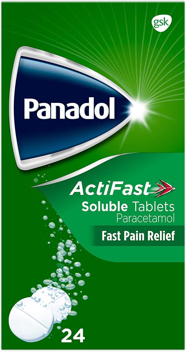 Panadol ActiFast Pain Relief Tablets, Soluble Paracetamol Tablets, Pack of 24