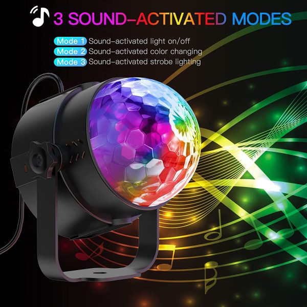 Party Lights Magic Lamp Remote Control Sound Activated RGB Disco Lights Disco Lamp Stage Lights Rotating Disco Ball for KTV, DJ, Party, Disco, Christmas, Bar, etc UK Plug- 2 Pack - Image 6