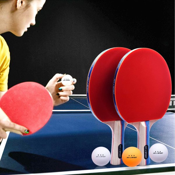 Joy.J Sport Table Tennis Bats, Pingpong Racket Set with 2 Bats and 3 Balls, TT Paddle for Home Indoor or Outdoor Play (Recreational set) - Image 7