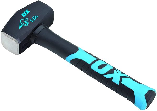 OX OX-T081302 Club Hammer - Sledgehammer with Fibreglass Handle - Forged and Induction Hardened Hammerhead - 2.5 lb / 1.1 kg