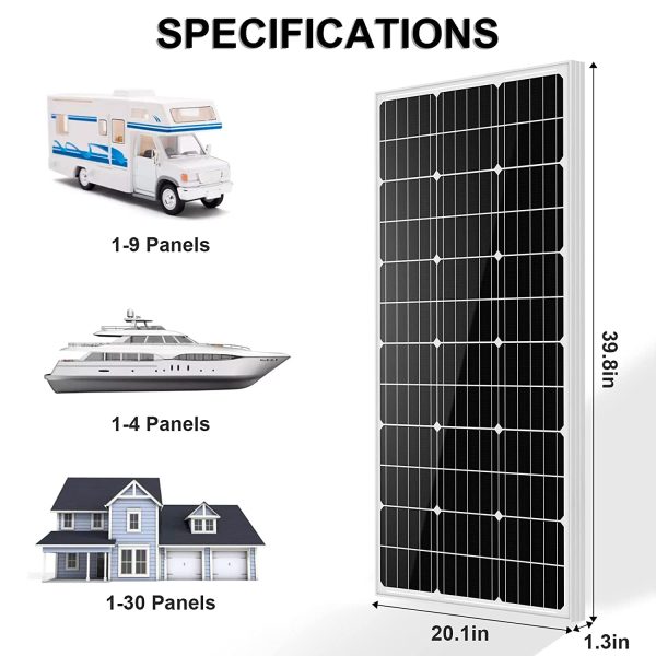 ECO-WORTHY 100 Watts Monocrystalline Solar Panel 12 Volts Applicable to Motorhome Caravan Camper Shed Boat Yacht Off Grid Solar System Backup Power - Image 5