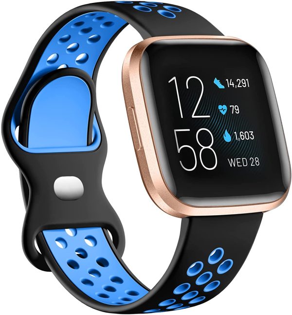 Dirrelo Strap Compatible with Fitbit Versa 2 Strap/Fitbit Versa Strap, Double Color Soft Silicone Wristband, Sport Breathable Replacement Strap for Fitbit Versa Lite/Versa/Versa 2, Small Large - Image 7