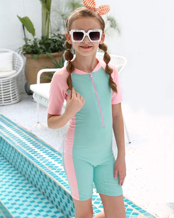 DUSISHIDAN Swimsuit Kids Boys Girls One-Piece Swimming Costume Short Sleeves Rash Guard Surfing Swimsuits UPF>50 Age 3-12Y - Image 4