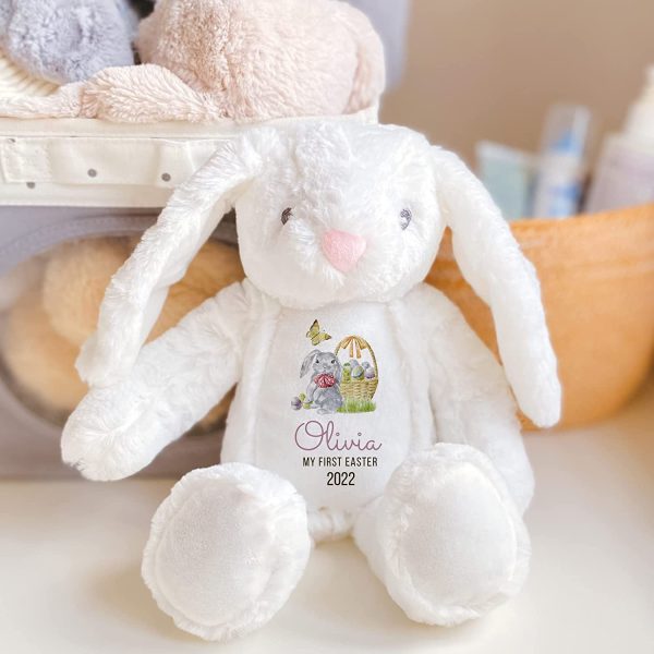 Pomchick Personalised My First Easter Bunny with Name 35 CM Toy Gift For Kid Kids Child Children Nephew Niece Baby Daughter Son Soft Rabbit Keepsake - Image 3