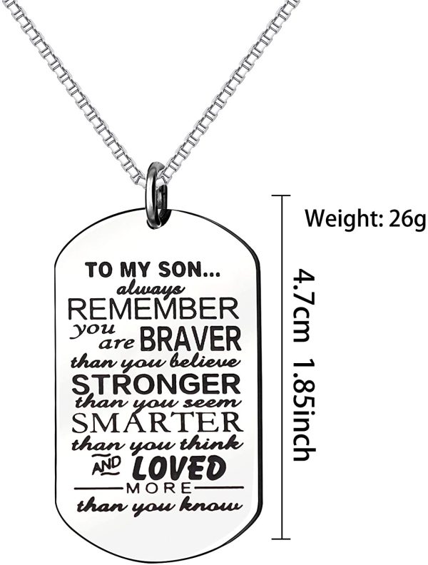 KENYG Inspirational Necklace To My Son Dog Tag Box Chain Venetian chain Necklace Mens Fashion Jewellery - Image 4