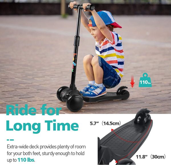 BELEEV Scooter for Kids, 3 Wheel Scooter for s With Steering Lock, 4 Adjustable Height, Kick Scooter with Flashing Wheels for Children Girls and Boys Age 3-8 Years - Image 4