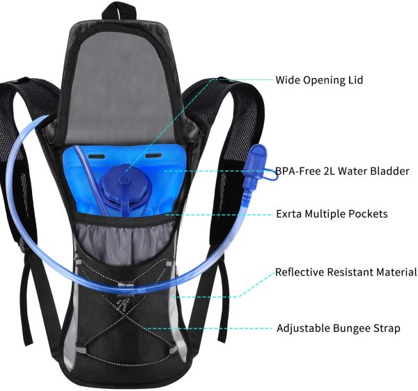 Kuyou Professional Hydration Backpack, Water Bag Backpack with 2L Hydration Pack Water Bladder Perfect for Hiking Backpack Cycling Rucksack Climbing Camping Running Bags - Image 9