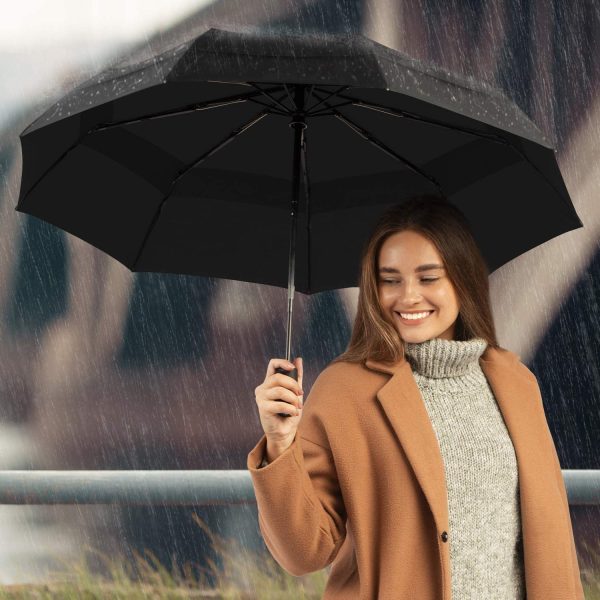 Folding Umbrellas,UV Sun Umbrella,Automatic Black Umbrella,Folding Travel Portable Umbrella Sunscreen, Waterproof and Windproof for Women Men - Image 6