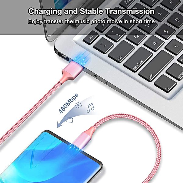 iPhone Charger Cable 1.8m, Aioneus Long iPhone Charging Cable MFi Certified iPhone Lightning Cable Braided iPhone Fast Lead for 11 12 13 Pro Max Mini XR XS X 10 8 7 Plus 6s 6 5s 5 SE, iPad-Pink - Image 4