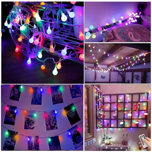 Christmas Colorful Battery Fairy Lights - 5M 50led Blub Fairy Lights with 8 Lighting Modes Waterproof Fairy Light for Christmas Tree Wedding Party Home Bedroom(Colorful)