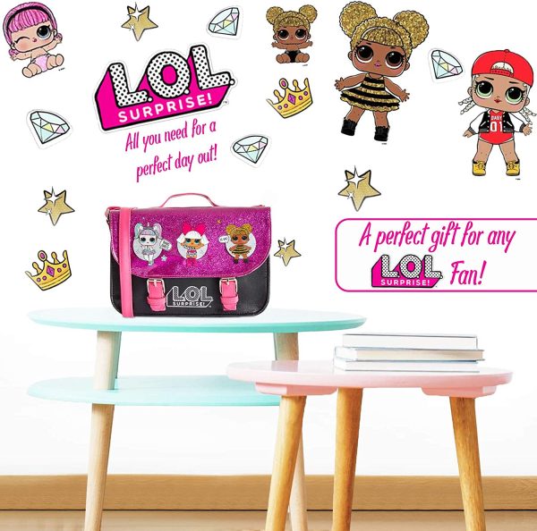 L.O.L. Surprise ! LOL Dolls Handbag For Girls Featuring Glitterati Doll Unicorn, Diva, Queen Bee | Black & Pink Kids Handbag Crossbody | Children Cross Body Bag | Fashion Shoulder Bags For Kids - Image 5