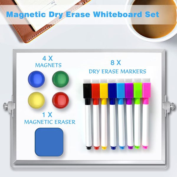 Dry Erase Whiteboard, 20 X 30 cm Small Magnetic Desktop Whiteboard with Stand, Portable Double-Sided Whiteboard Easel for Drawing in School & Home - Image 8