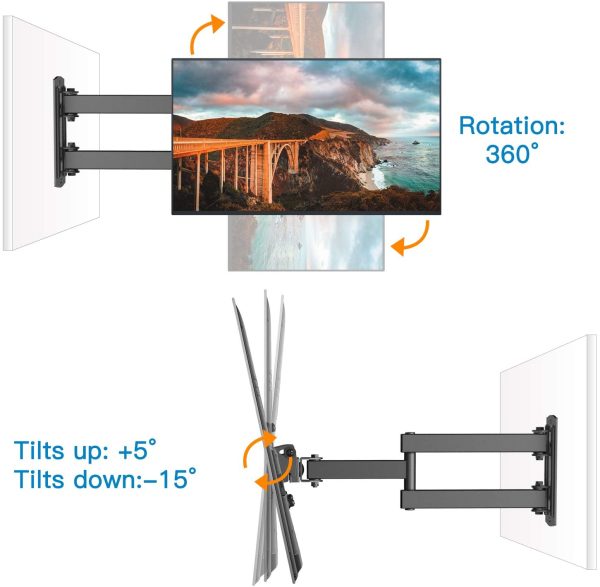 PERLESMITH TV Wall Bracket for 13-42 inch TVs, Swivels Tilts TV mount for Flat & Curved TV??VESA 75x75mm to 200x200mm up to 20kg - Image 2