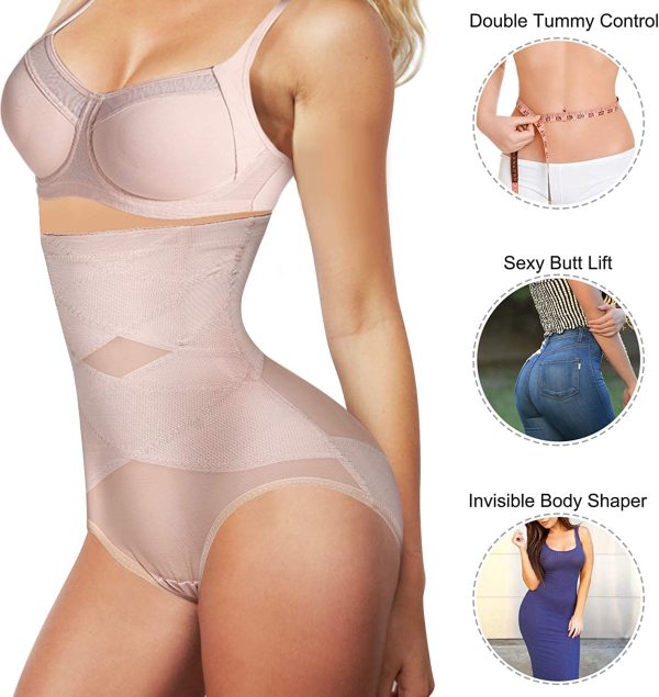 Gotoly Women Butt Lifter Shapewear Hi-Waist Panty Double Tummy Control Knickers Waist Trainer Body Shaper