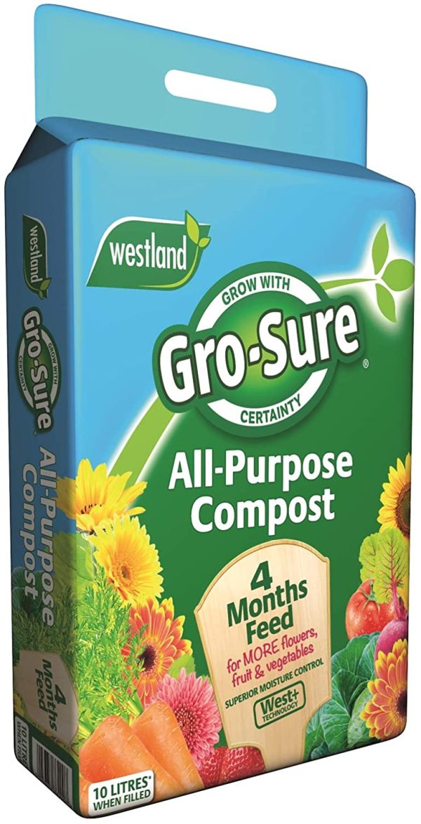 Gro-sure 11200018 All Purpose Compost with 4 Months Plant Feed, 10 Litre - Dark - Image 3