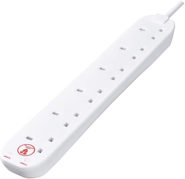 Masterplug SRG6210N-MP Six Socket Surge Protected Extension Lead, 2 Metres, White - Image 5