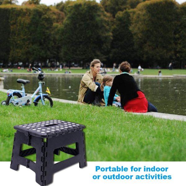 Folding Step Stool - 9 inch Height Foldable Stool For Kids & Adults, Kitchen Garden Bathroom Collapsible Stepping Stool (Black) - Image 4