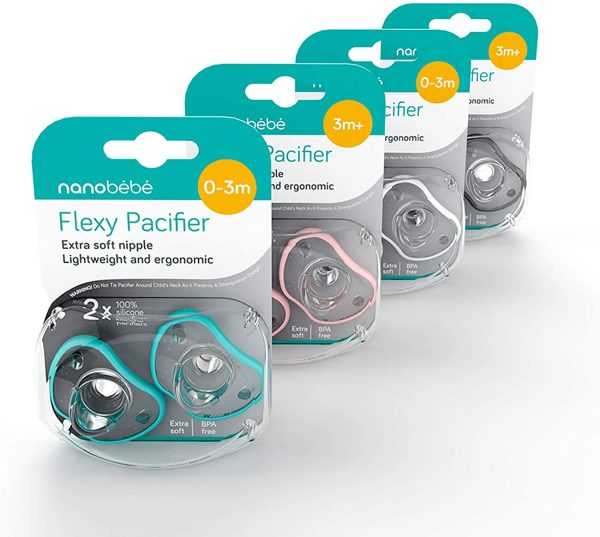 Nanobebe Baby Soothers 0-3 Month - Orthodontic, Curves Comfortably with Face Contour, Award Winning for Breastfeeding Babies, 100% Silicone - BPA Free. Perfect Baby Gift 2pk,Grey - Image 3