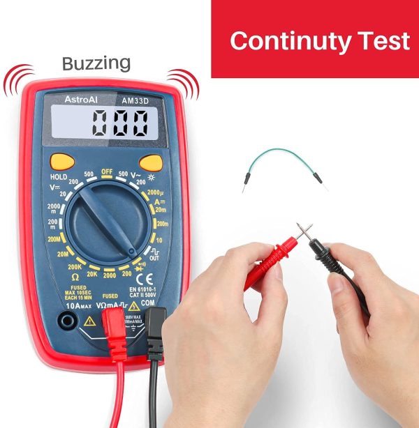 Digital Multimeter Voltmeter Ohmmeter Ammeter Multi Tester Meter with Backlit LCD Electronic Test Meter Measures Voltage, Current, Resistance; Tests Continuity, Diode - Image 3