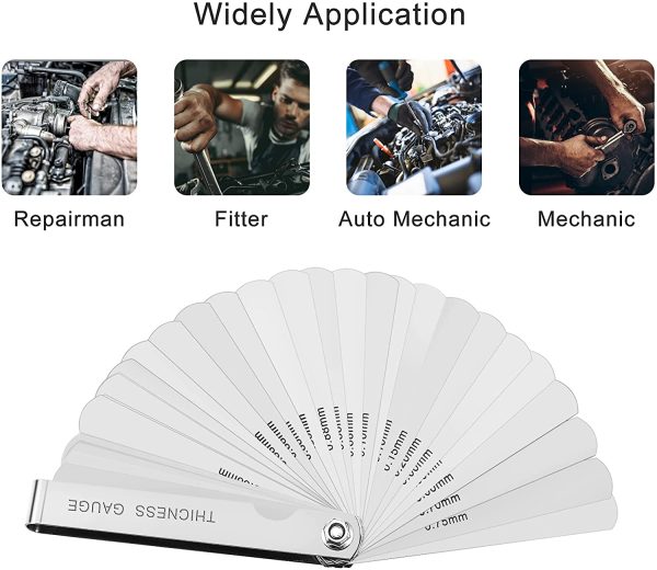 Feeler Gauges Stainless Steel Feeler Gauge Dual Markered Imperial and Metric Feeler Gauge Set 32 Blades (0.04-0.88mm) - Image 4