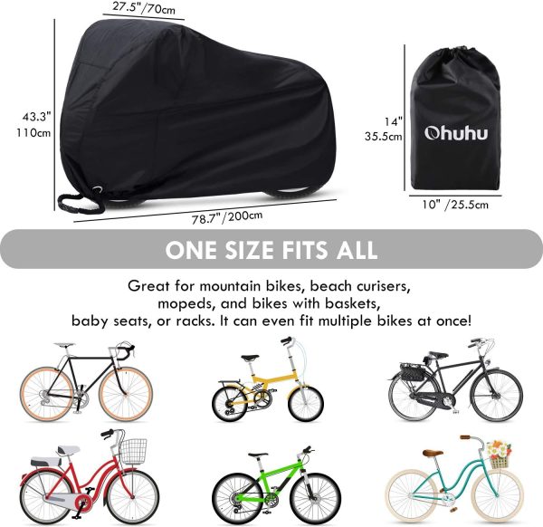 Ohuhu Bike Cover, Bike Covers for Outside Storage, 210T Extra Heavy Duty Outdoor Waterproof Anti Dust Rain UV Protection Bicycle Cover/Bike Storage for Mountain Bike, Road Bike - Image 2