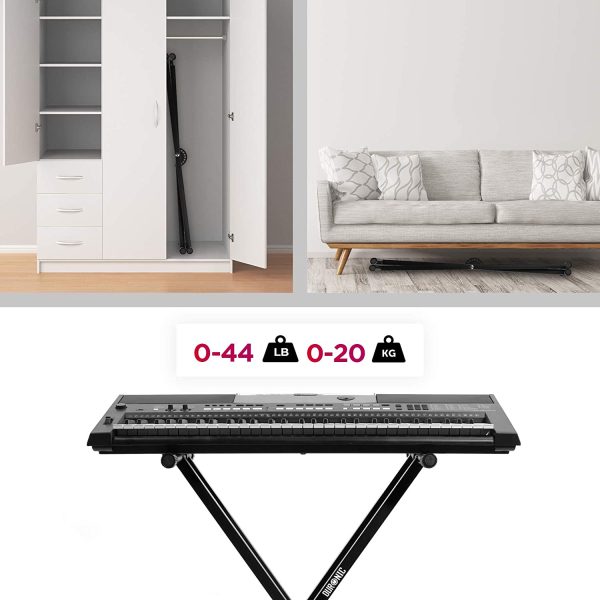 Duronic Keyboard Stand KS2B | Twin X Frame | Height Adjustable 33-98cm | Double Braced Legs for Digital Pianos | Quick-Pull Release | With Support Straps to Secure Keyboard | Holds up to 20kg - Image 9