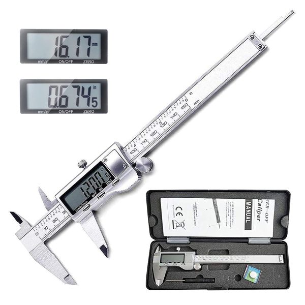 LOUISWARE Electronic Digital Vernier Caliper, with Extra-Large LCD Screen and 150mm 0-6" Inch/Metric/Fraction Conversion, Stainless Steel, IP54 Water Resistant - Image 5