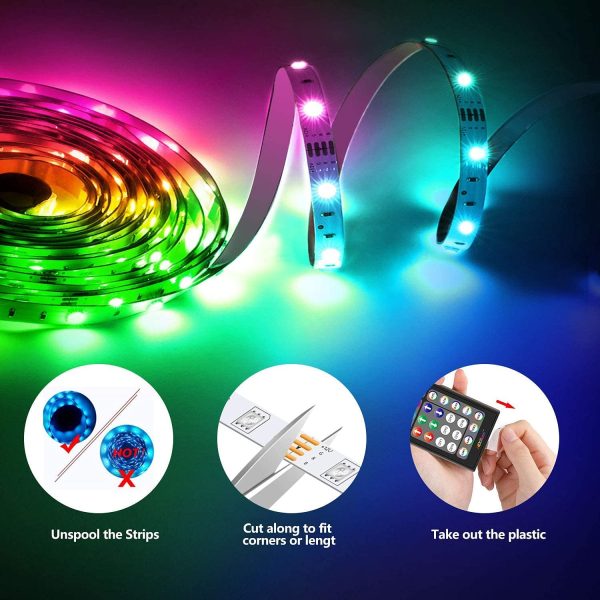 LED Strips Lights 15m (7.5m x 2),  44-Key Remote RGB LED Lights with Built-in Mic sync to The Music Colour Changing 5050 RGB LED String Lights(IR Remote+ Mic Control) - Image 4