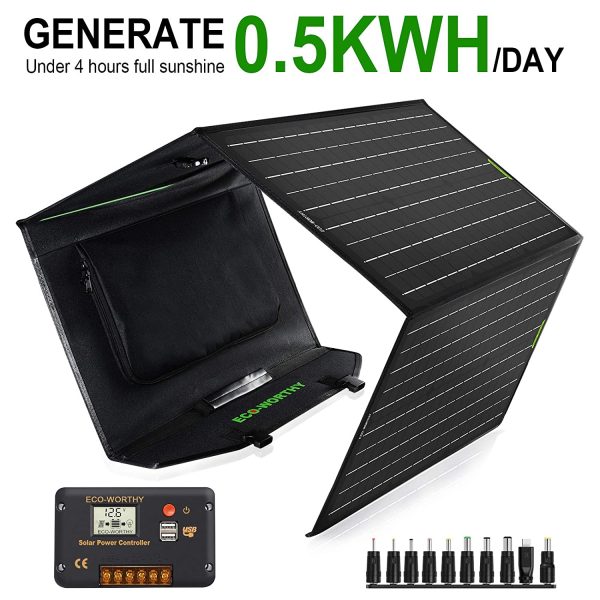 ECO-WORTHY 120 Watts Foldable Solar Panel Charger Kit for Portable Generator Power Station Camper RV Hiking Laptop Tablet iPhonewith Charge Controller DC Output - Image 9