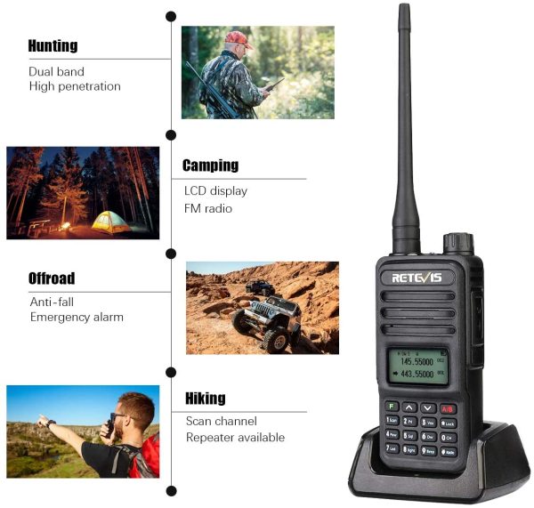 Retevis RT85 Walkie Talkie Dual Band, Long Range Ham Radio, 2m/70cm Handheld Transceiver with FM Radio, VOX, DTMF, LED for Radio Amateur, Outdoor Adventure(Black, 1Pcs) - Image 5