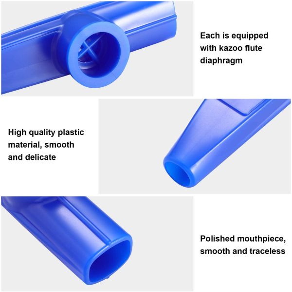 Plastic Kazoos Musical Instruments with Kazoo Flute Diaphragms for Gift, Prize and Party Favors, 5 Colors (10 Pieces) - Image 5