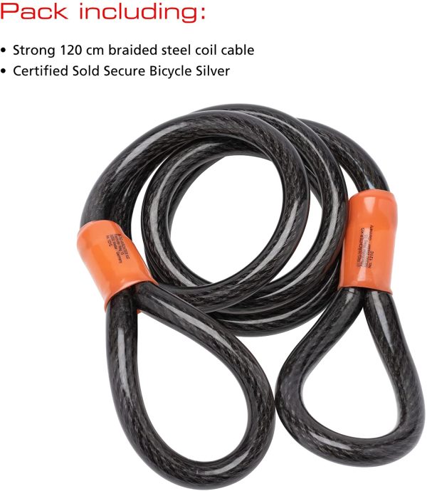 Burg-Wachter 121C Double Loop Vinyl Coated Multi-Stranded Braided Steel Cable, Black, 12mm x 1.2M - Image 2