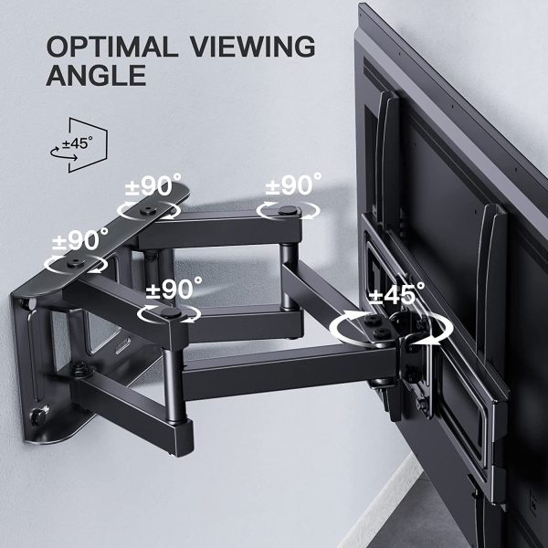 PERLESMITH TV Wall Bracket, Swivel Tilt TV Mount for 32-55 Inch Flat & Curved TV up to 45kg, Max. VESA 400x400mm - Image 3