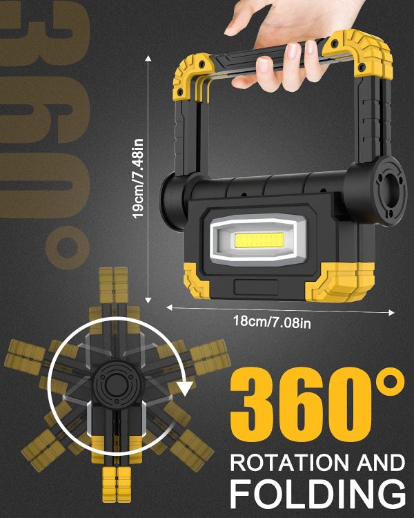 Trongle LED Work Lights, 1400LM 2 COB USB Rechargeable Flood Lights LED Light with Waterproof Nightlight Longer Working Hour Camping Lights Outdoor Security Light for Yard, Emergency, Fishing, Hiking - Image 6