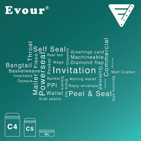 Evour - C4/A4 White Self-Seal 229 x 324 mm Pocket Envelopes 100 GMS [Pack of 50, 100] (100) - Image 2