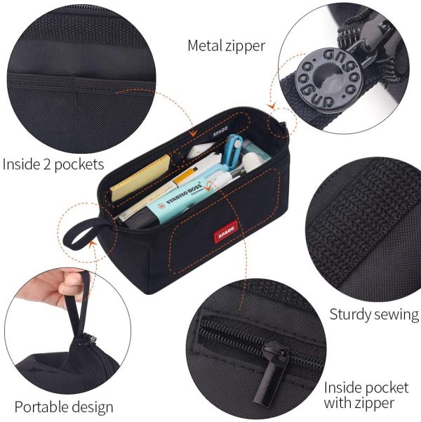 CICIMELON Pencil Case Large Capacity Pencil Pouch Pen Bag for School Teen Girl Boy Men Women (Black) - Image 7