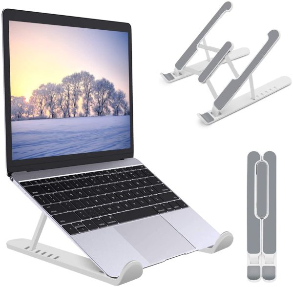 Laptop Stand,Foldable Portable Desk Laptop Stand,Ventilated Cooling Notebook Mount,6-Levels Adjustable Ventilation Tablet PC Laptop Holder(White) - Image 4