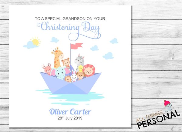 Personalised Boys Christening Card Godson Son Grandson Brother Nephew Congratulations - Image 4