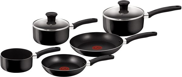 Delight Aluminium 5 Piece Non-Stick Pots & Pans Cookware Set, Black - Image 4