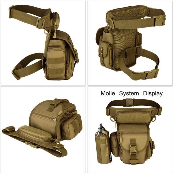 HUNTVP Military Tactical Molle Drop Leg Bag Utilitary Pouch Cross Over Leg Rig Thigh Pack for Motorcycle Cycling Riding Outdoors Camping - Image 2