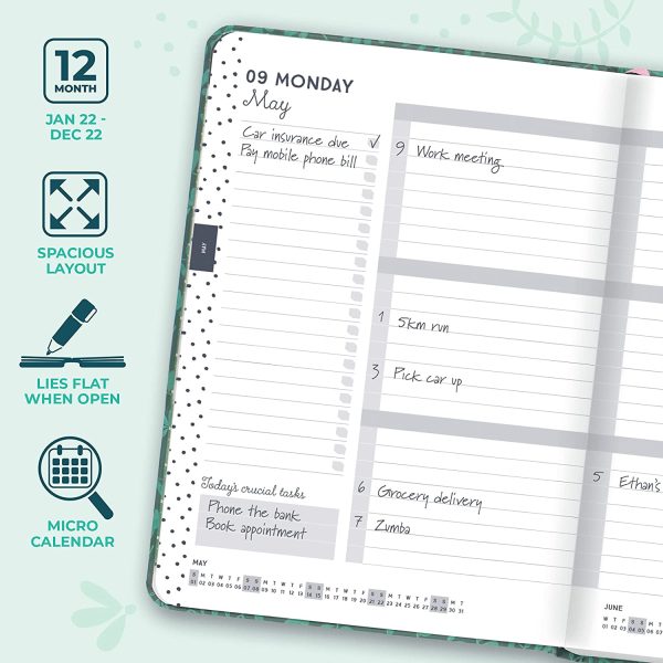 Perfect Year 2022 Diary A5 Page a Day. A5 Diary, Daily Planner 2022 runs Jan - Dec'22. Diary 2022 Day per Page with Checklists. 2022 Planner for Busy Schedules. - Image 3