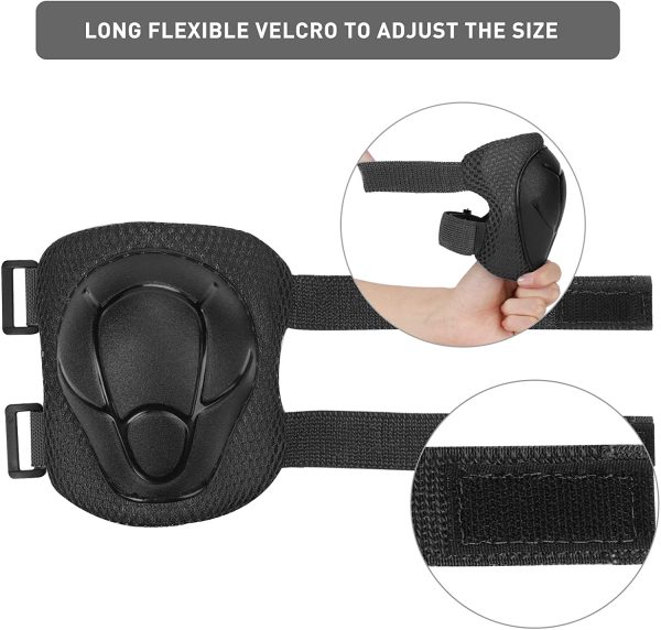 KUYOU Kids Knee Pads Set,6 in 1 Kit Protective Gear Knee Elbow Pads with Adjustable Wrist Guards Toddler Children Protection Safety for Rollerblading BMX Bike Bicycle